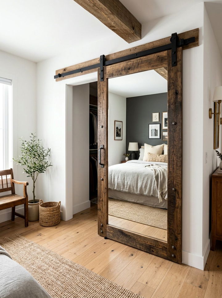Mirror Barn Door - 30 bedroom multi-functional ideas