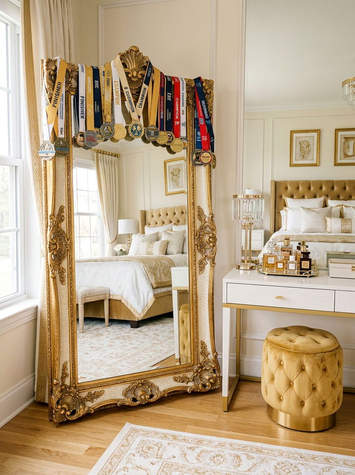 Mirror Frame Display - 30 bedroom medal display ideas