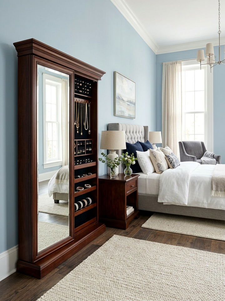 Mirror Jewelry Armoire - 30 bedroom hidden storage ideas