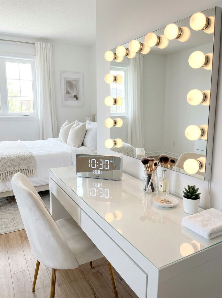 Mirror Surface Digital Alarm Clock - 30 bedroom clock ideas