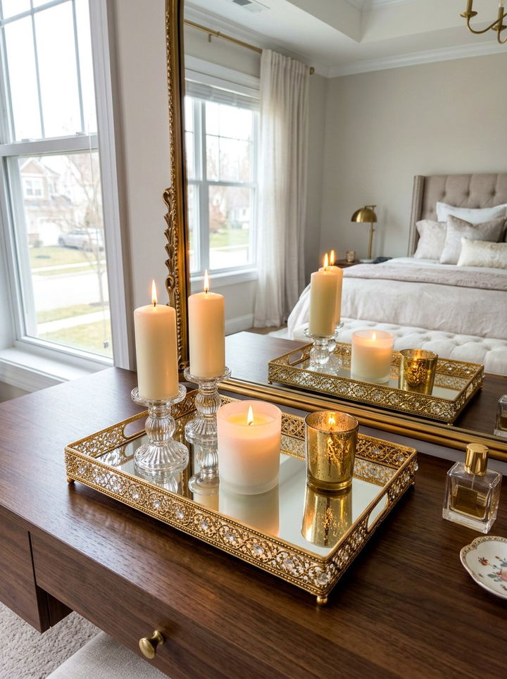 Mirror Tray Holder - 30 bedroom candle holders