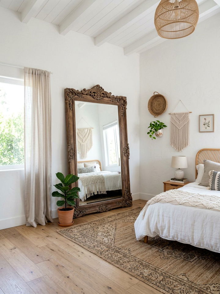 Mirror Wall Decor - 30 bohemian white bedroom ideas