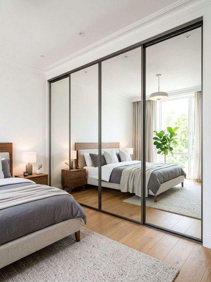 Mirror Wardrobe Doors - 30 first apartment bedroom ideas