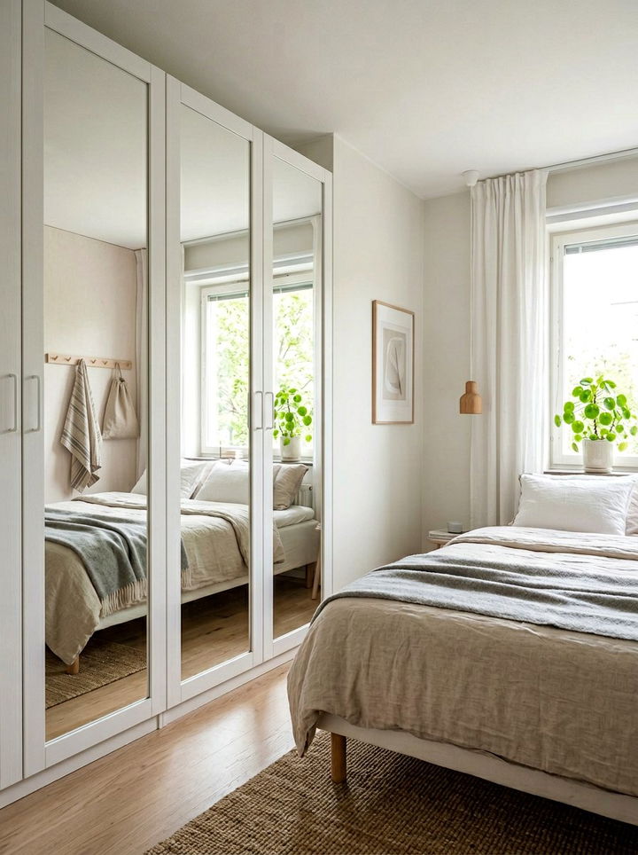 Mirrored Closet Door - 30 Swedish bedroom ideas