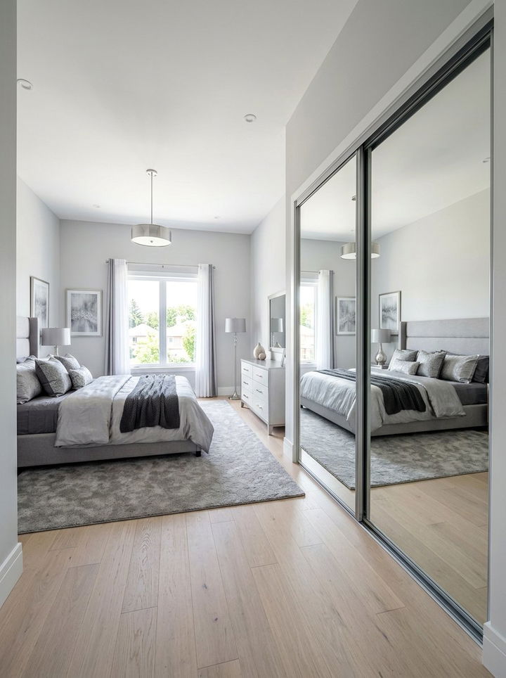 Mirrored Closet Doors - 30 silver accent bedroom ideas