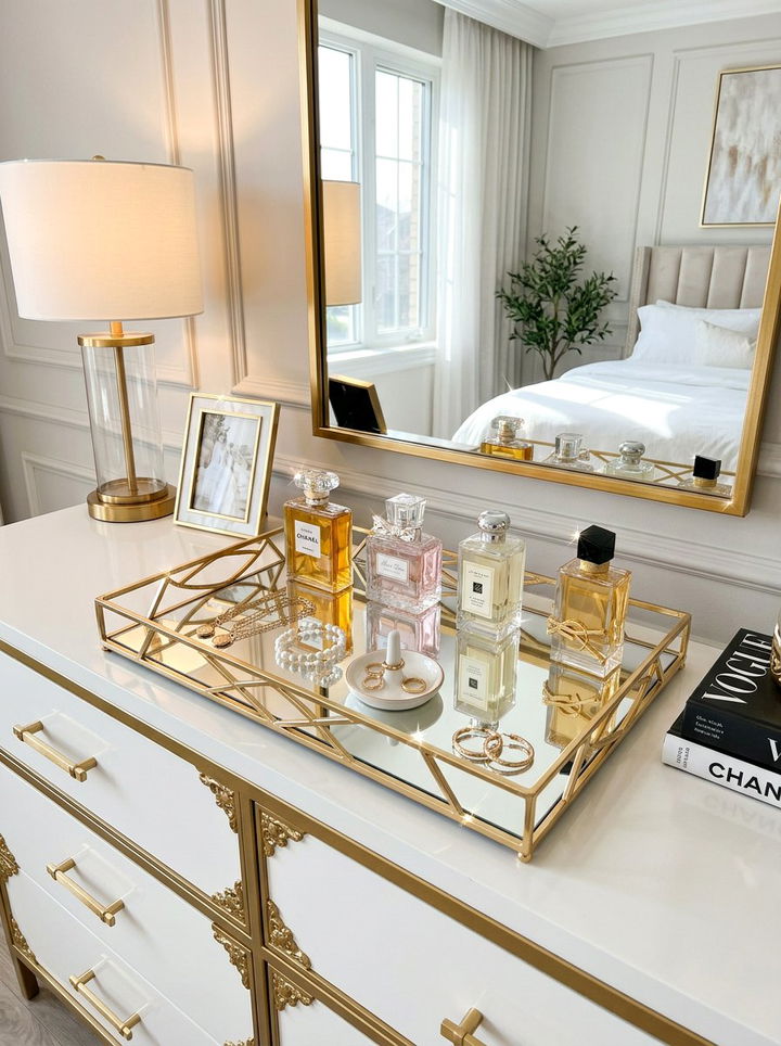 Mirrored Display Tray - 30 bedroom collection display ideas