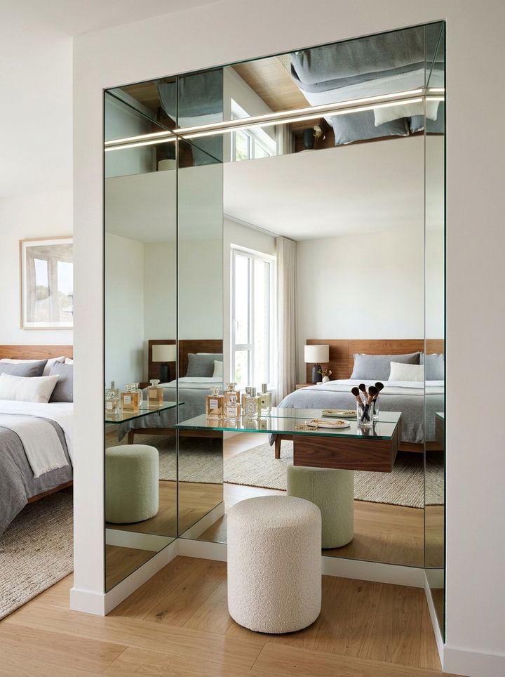Mirrored Dressing Area - 30 bedroom niche ideas