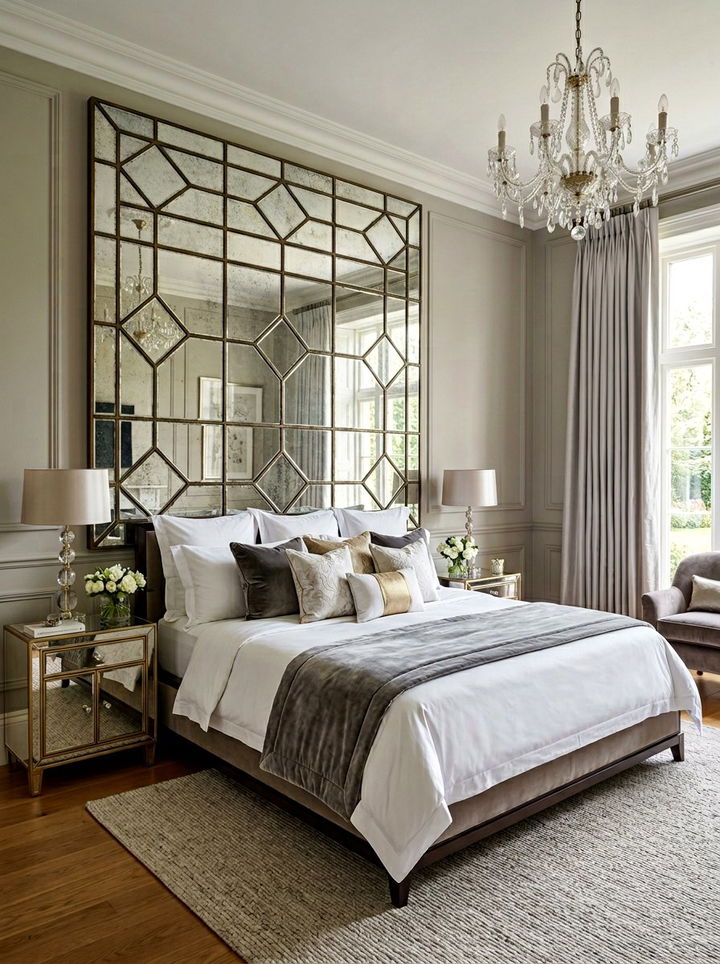 Mirrored Floating Headboard - 30 bedroom floating headboard ideas