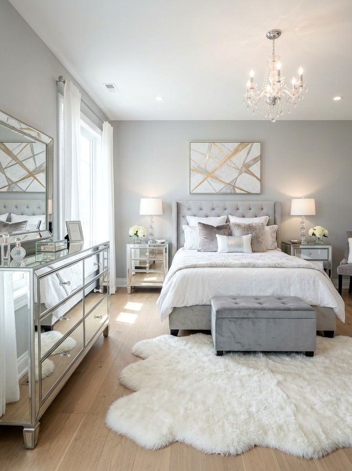 Mirrored Furniture Bedroom - 30 modern glam bedroom ideas