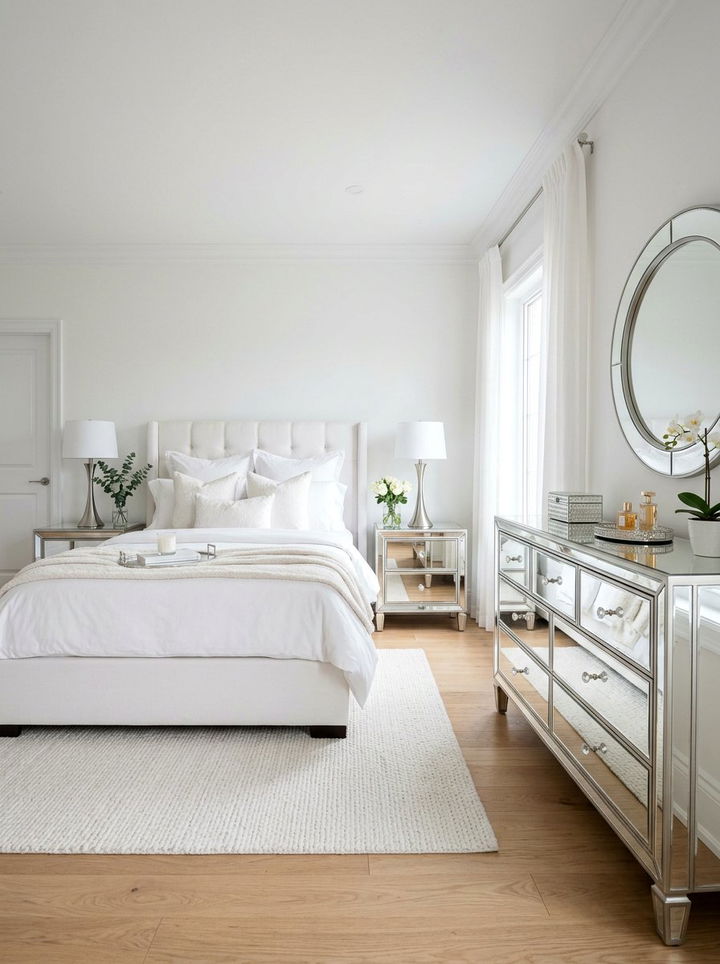 Mirrored Furniture Bedroom - 30 silver and white bedroom ideas
