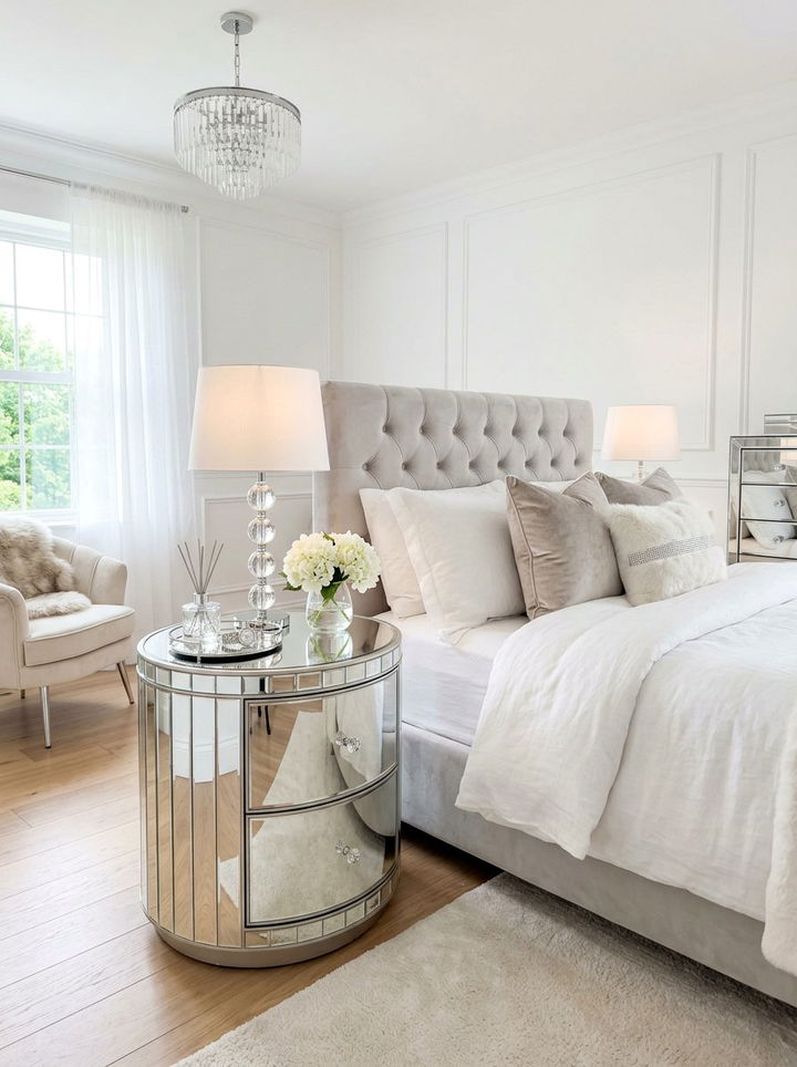 Mirrored Round Nightstand - 30 bedroom round nightstands