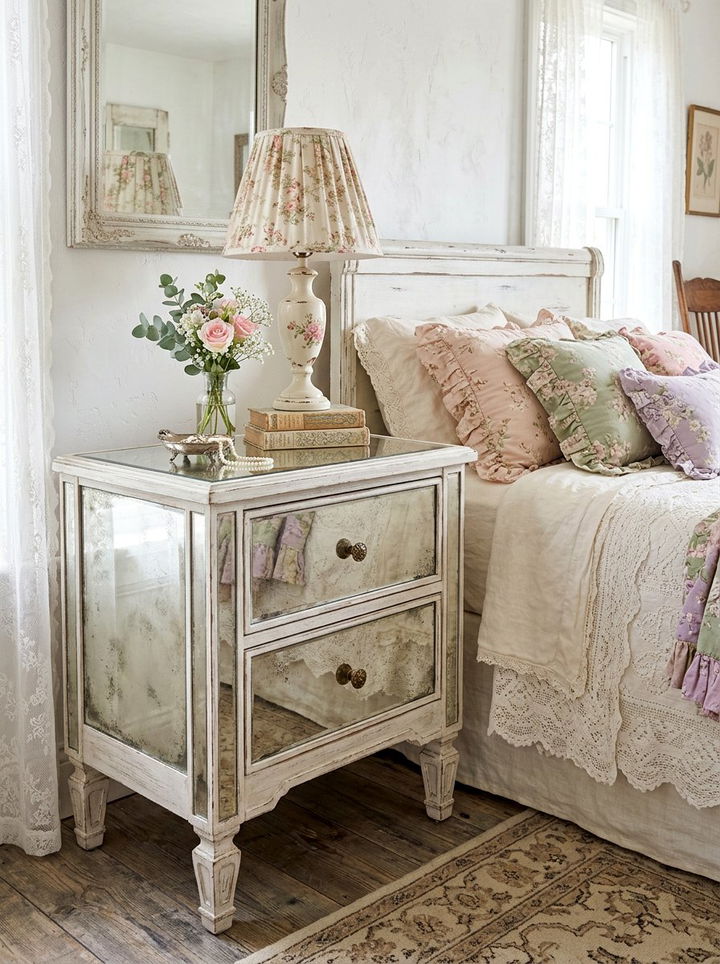 Mirrored Rustic Nightstand - 30 bedroom rustic nightstands