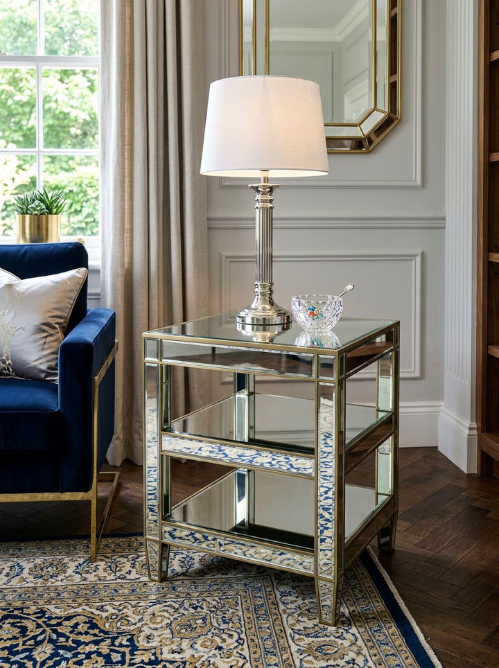 Mirrored Side Table - 30 bedroom furniture ideas