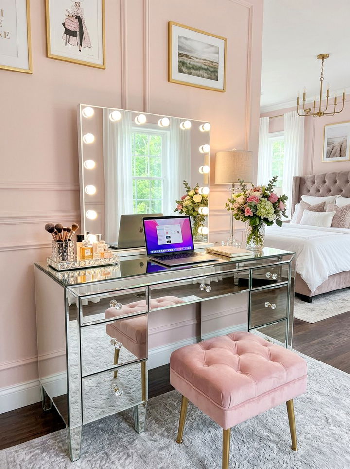Mirrored Vanity Desk - 30 bedroom writing desks