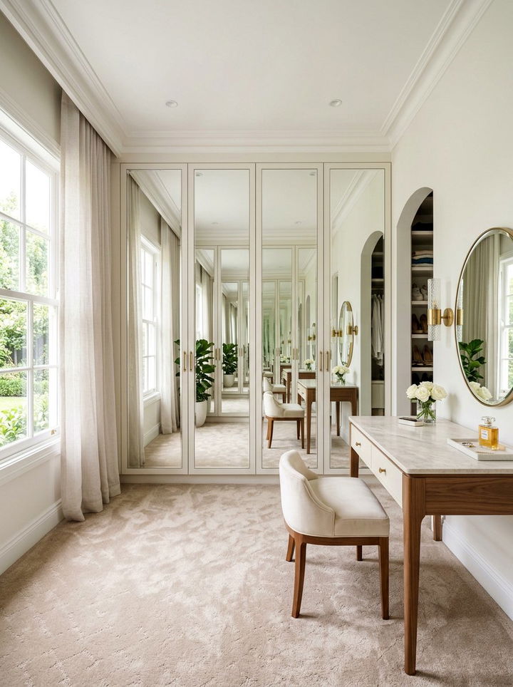 Mirrored Wall Storage - 30 bedroom concealed storage ideas