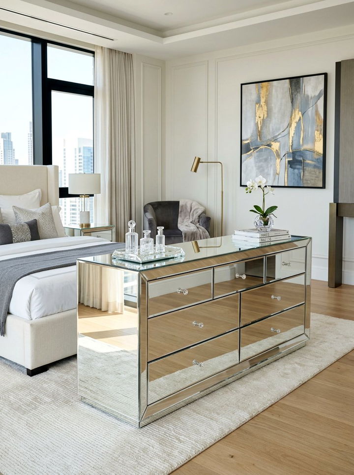 Mirrored Wide Dresser - 30 bedroom wide dressers