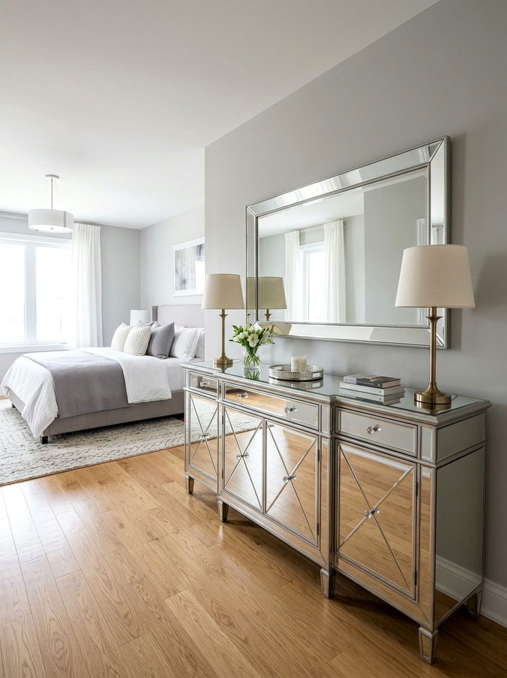 Mirrored buffet - 30 bedroom mirrored furniture ideas