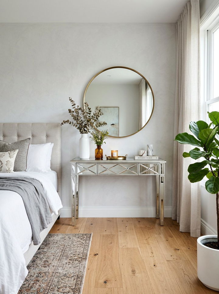 Mirrored console table - 30 bedroom mirrored furniture ideas