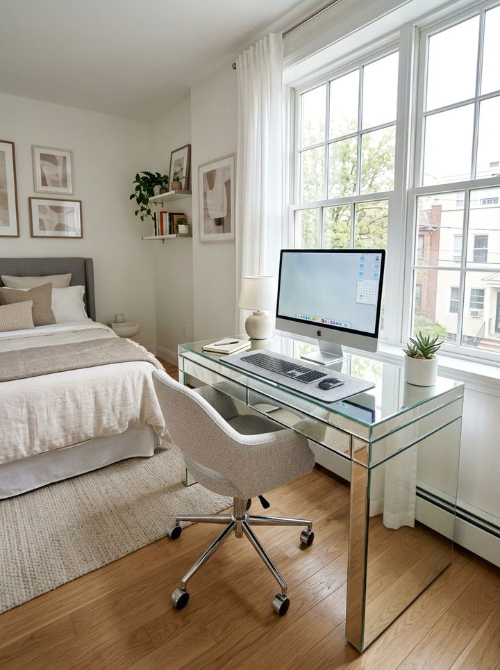 Mirrored desk - 30 bedroom mirrored furniture ideas