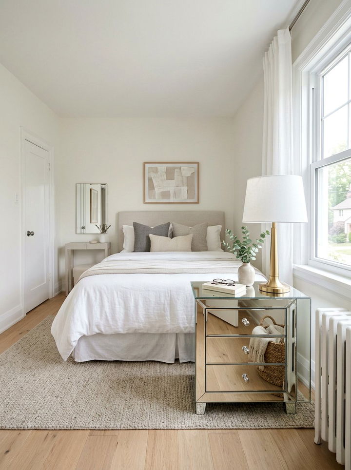 Mirrored end table - 30 bedroom mirrored furniture ideas