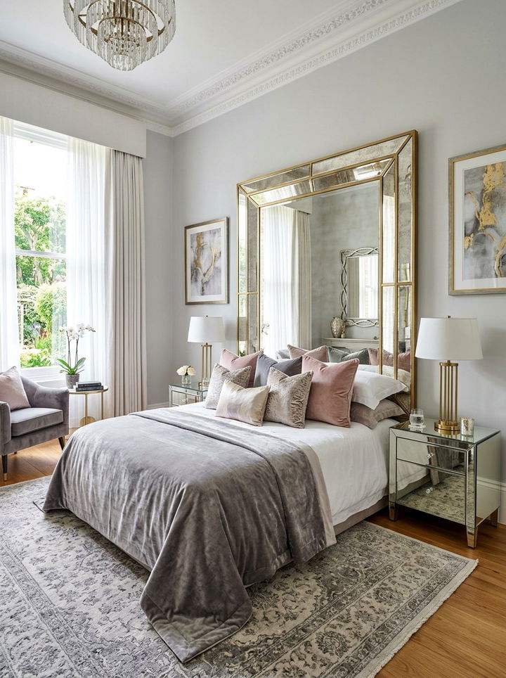 Mirrored headboard - 30 bedroom mirrored furniture ideas