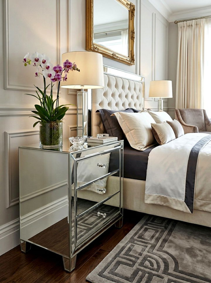 Mirrored nightstand - 30 bedroom modern nightstands