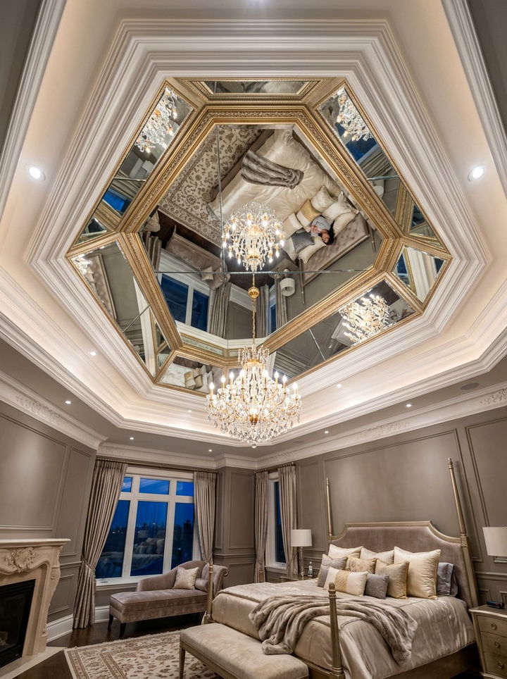 Mirrored tray ceiling - 30 bedroom tray ceiling ideas