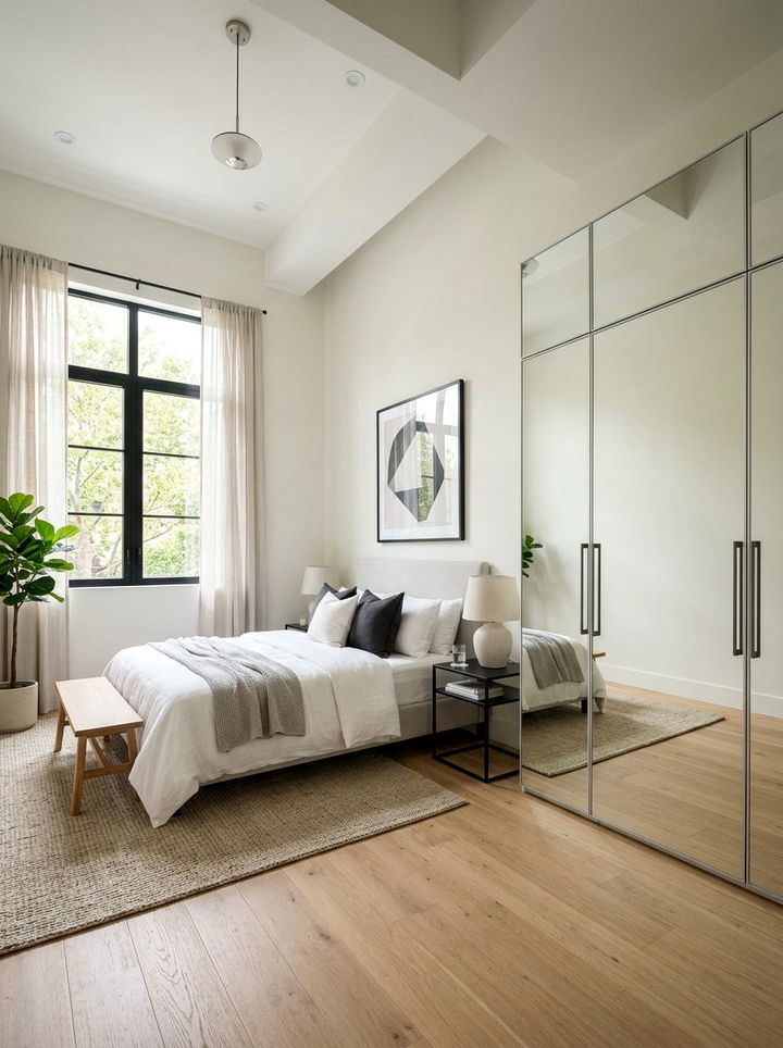 Mirrored wardrobe - 30 bedroom mirrored furniture ideas