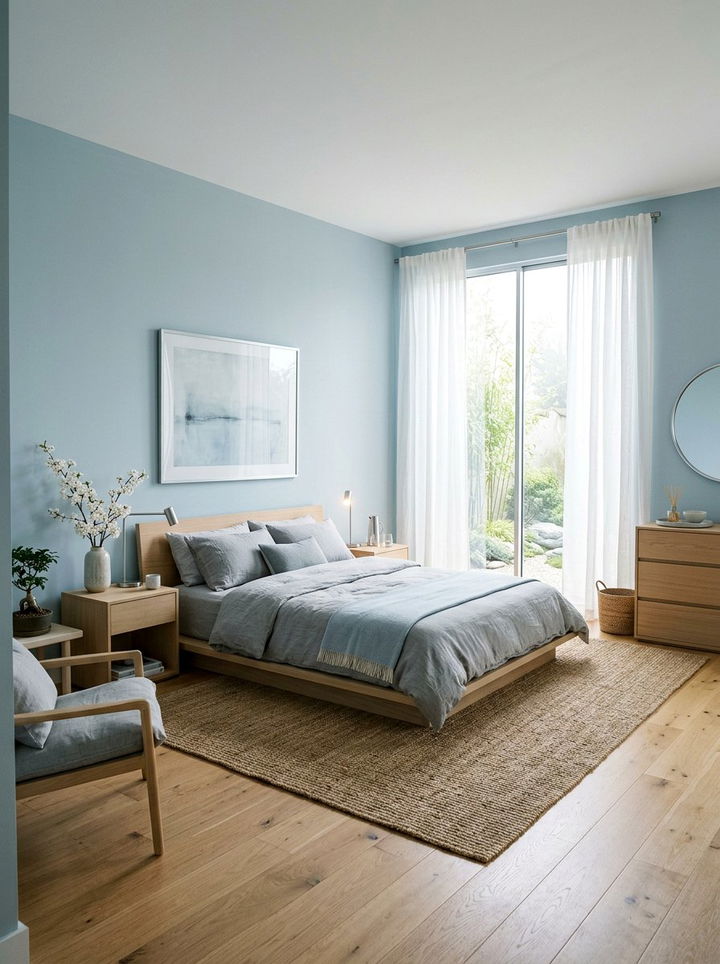 Misty Light Blue Zen Bedroom - 30 Zen bedroom color ideas
