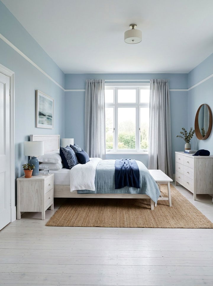 Misty blue bedroom - 30 Nordic bedroom color ideas
