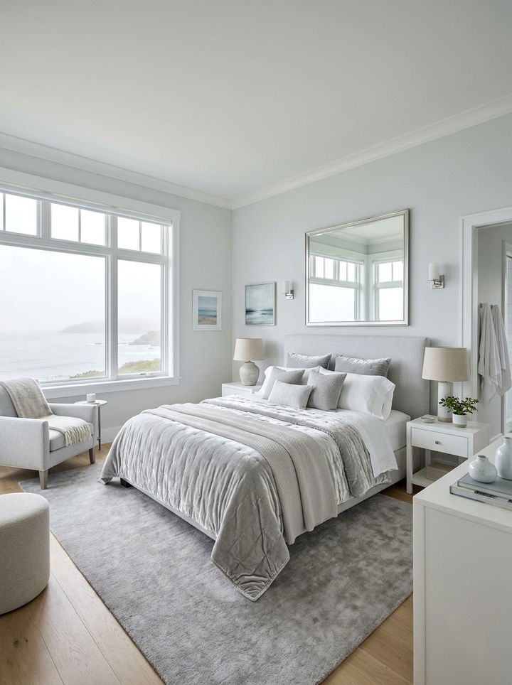 Misty grey coastal bedroom - 30 coastal bedroom color ideas