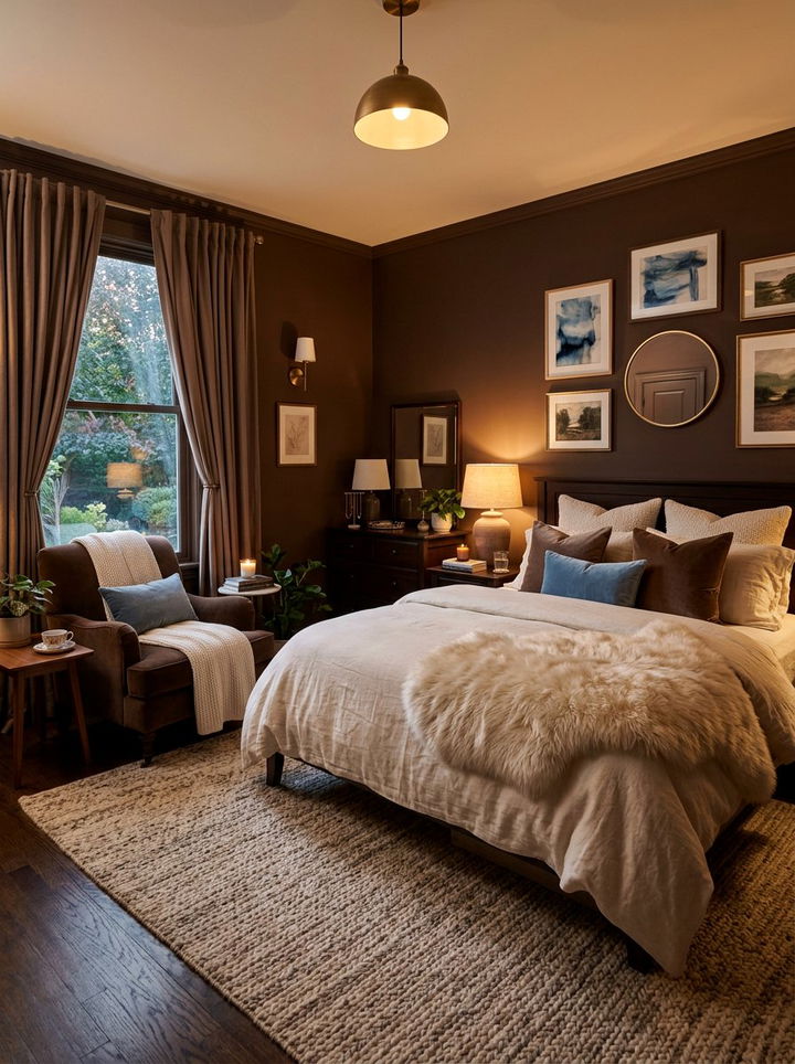 Mocha Brown Walls - 30 calming bedroom color ideas
