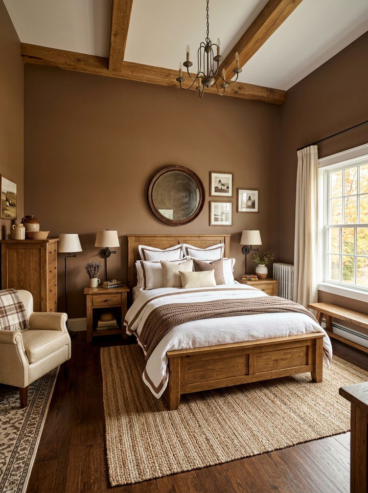 Mocha Farmhouse Bedroom - 30 farmhouse bedroom color ideas