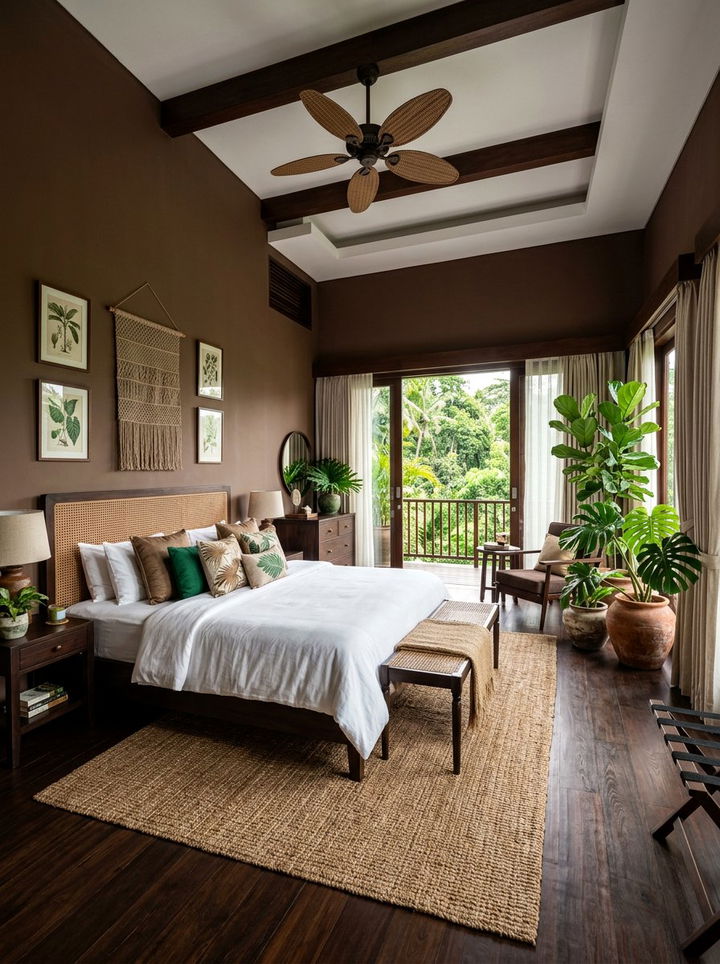Mocha brown tropical bedroom - 30 tropical bedroom color ideas