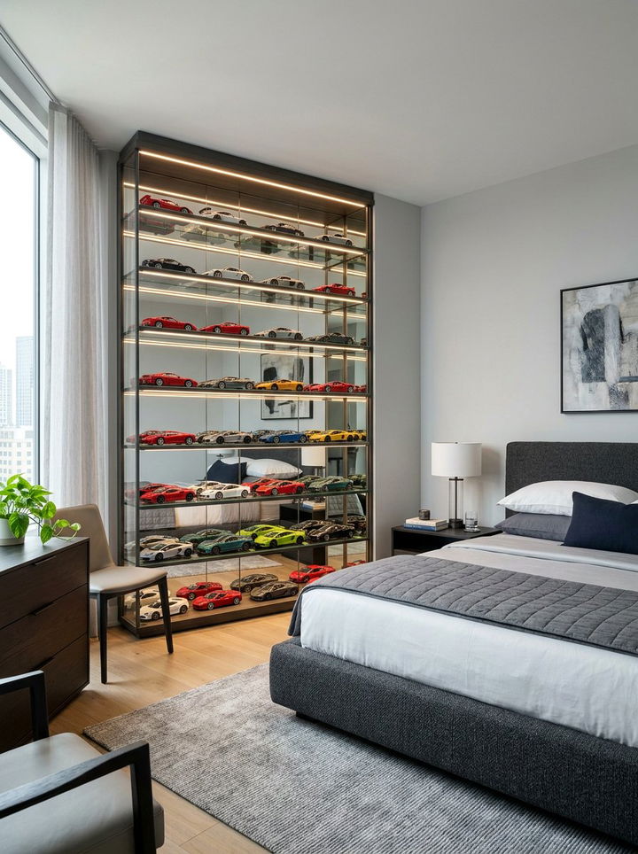 Model Car Shelf - 30 bedroom hobby display ideas