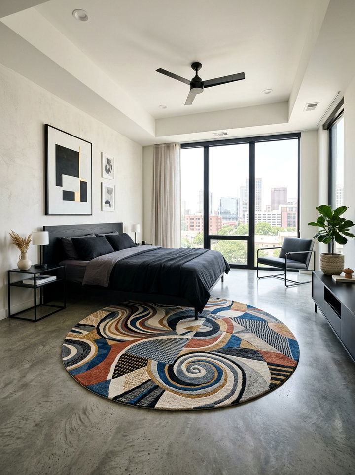 Modern Abstract Round Rug - 30 bedroom round rugs