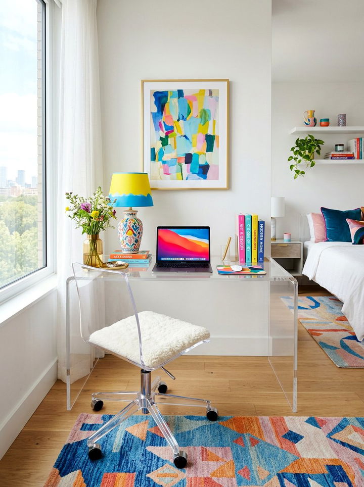 Modern Acrylic Desk - 30 bedroom office combo ideas