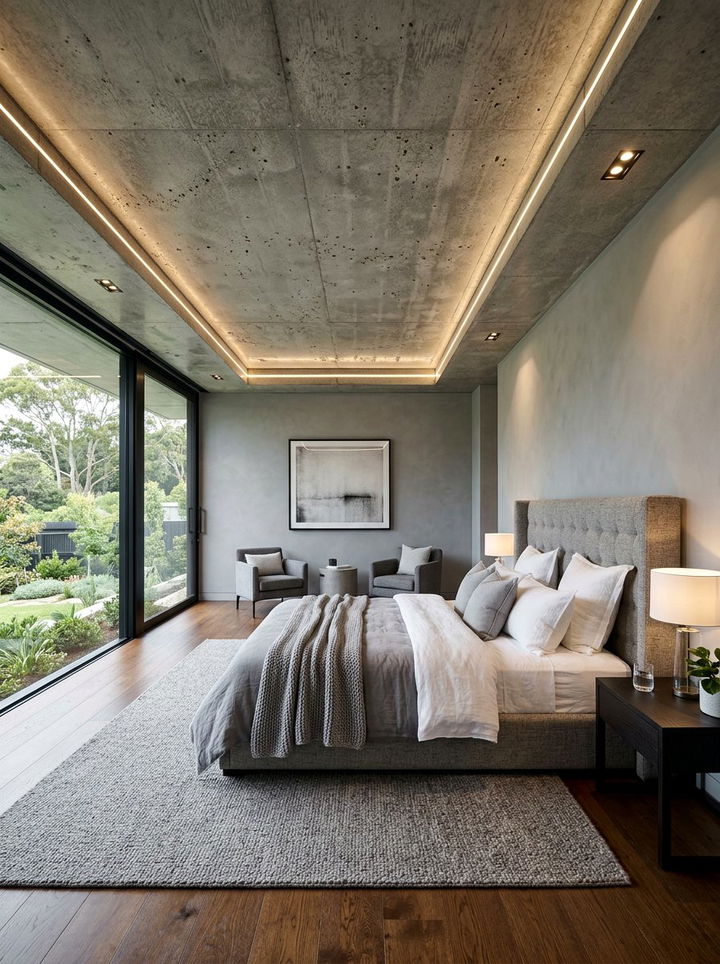 Modern Bedroom Concrete Ceiling - 30 polished concrete bedroom ideas