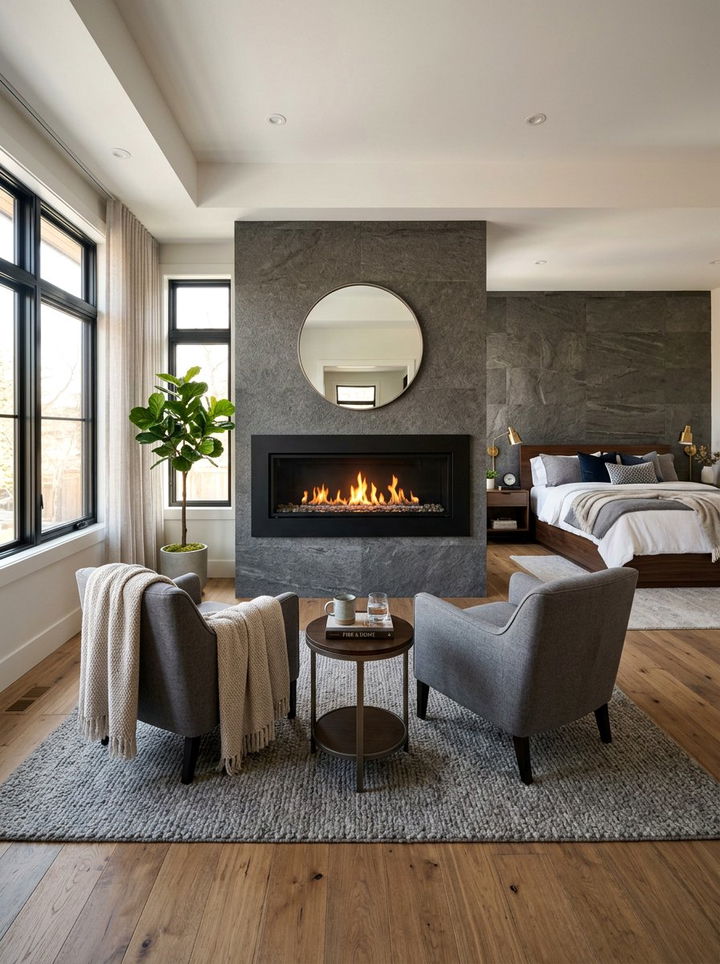 Modern Bedroom Fireplace - 30 penthouse bedroom ideas