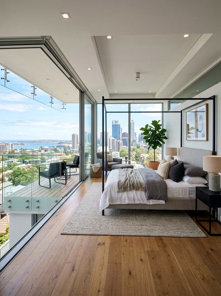 Modern Bedroom Glass Balcony - 30 bedroom with balcony ideas