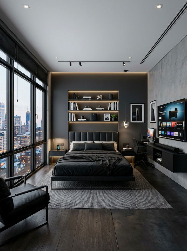 Modern Black Bachelor Pad - 30 modern black bedroom ideas