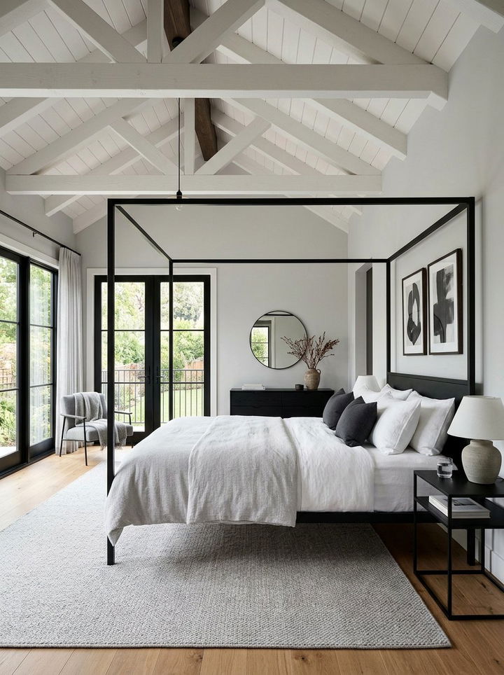 Modern Black Canopy Bed - 30 all black bedroom ideas