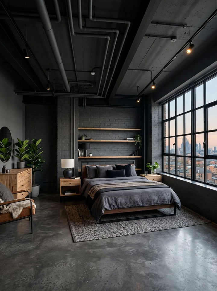 Modern Black Loft Bedroom - 30 contemporary black bedroom ideas