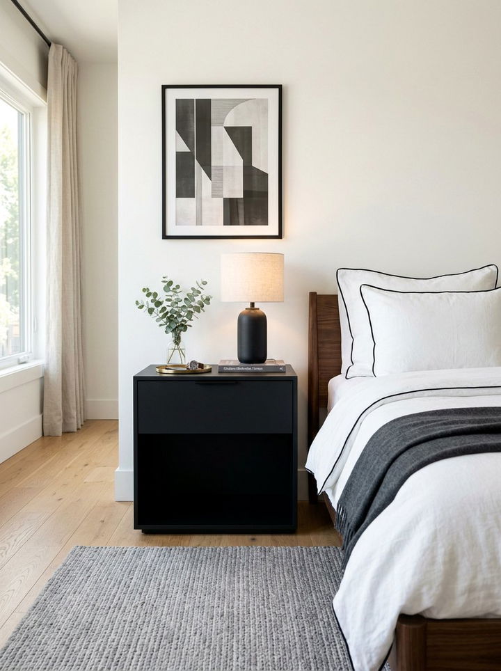 Modern Black Nightstand - 30 bedroom nightstand ideas