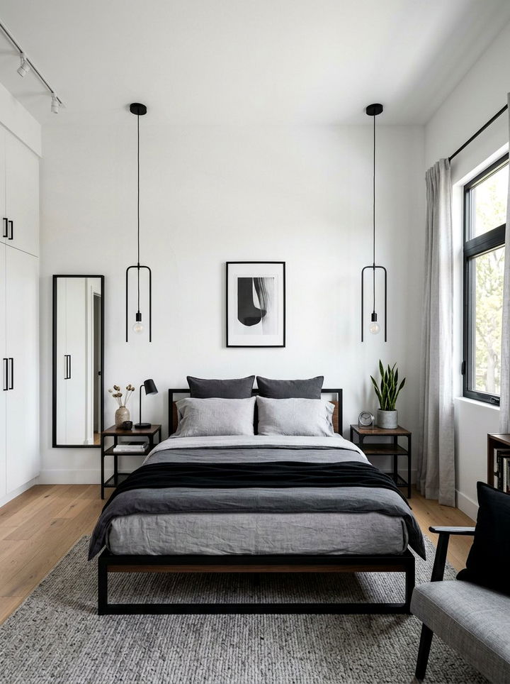 Modern Black Pendant Light - 30 bedroom pendant lighting ideas