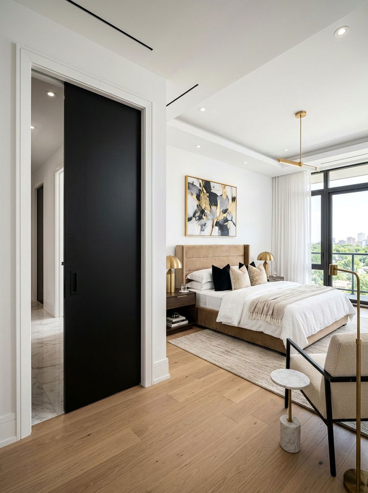 Modern Black Pocket Door Bedroom - 30 bedroom pocket doors