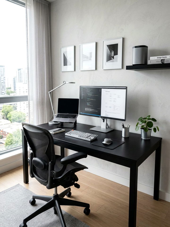 Modern Black Workspace - 30 bedroom desk ideas