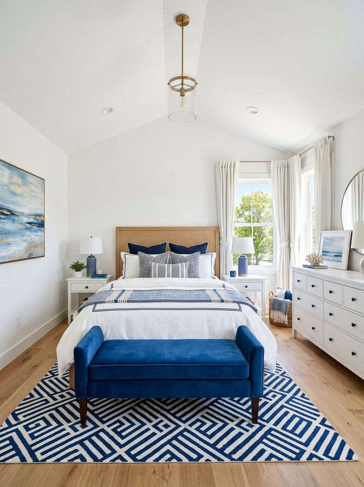 Modern Blue And White Bedroom - 30 sapphire bedroom ideas