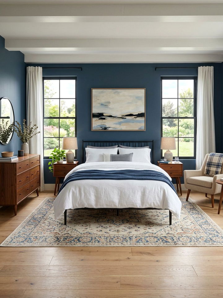 30 Serene Farmhouse Blue Bedroom Ideas for Relaxation