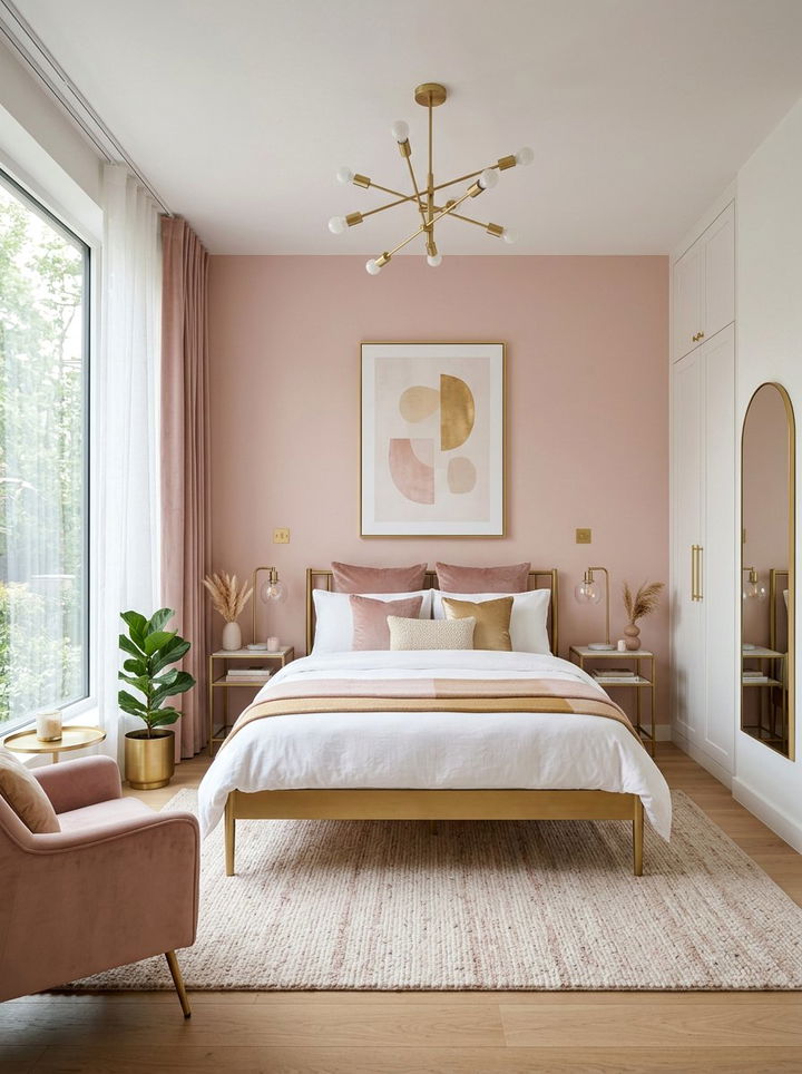 Modern Blush Pink Gold Bedroom - 30 blush and gold bedroom ideas